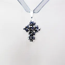 Pendant 40cm - Phoebe-Gray Organza - Pendant 40cm - Laiton argenté
